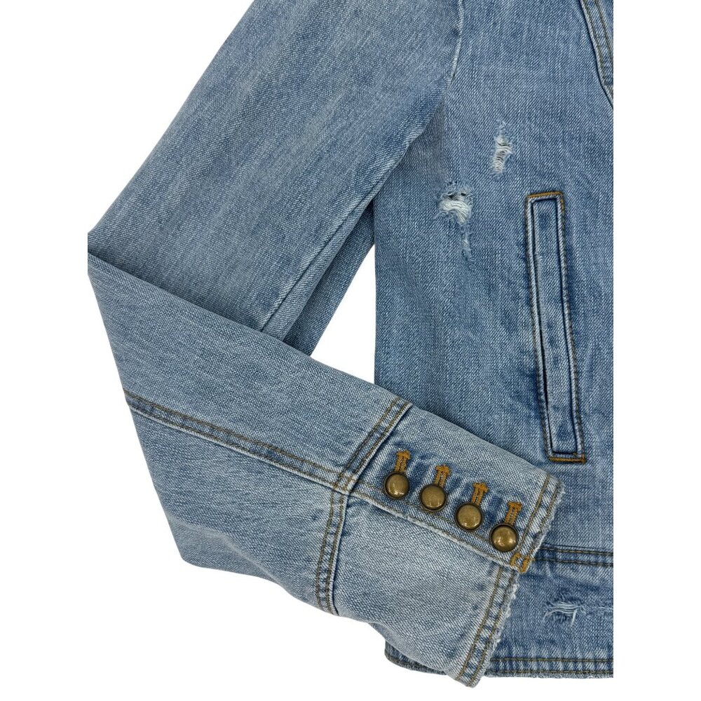 RARE Free People Military Denim Jacket L| Coastal Cowgirl Grunge Boho Streetwear - Picture 13 of 16